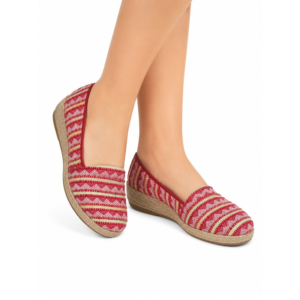 B.O.C. Born Concept Franki Red Woven Espadrille Slip-On Flats Women's Size 8